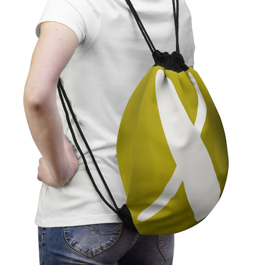 Yellow Duo Tone White X Drawstring Bag