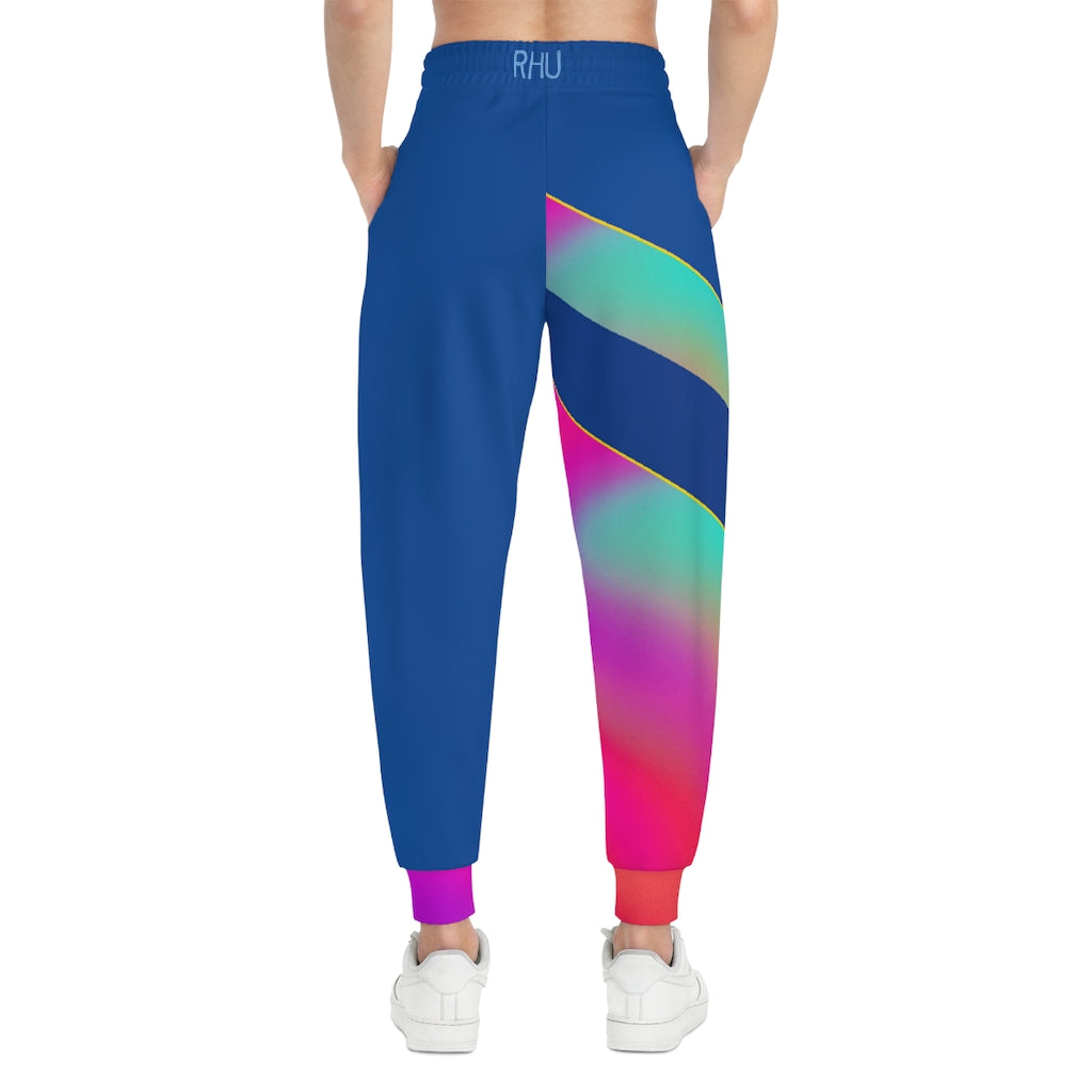 Human Rights LINFA Multi Pink Blue Purple Unisex Athletic Joggers (AOP) Blue