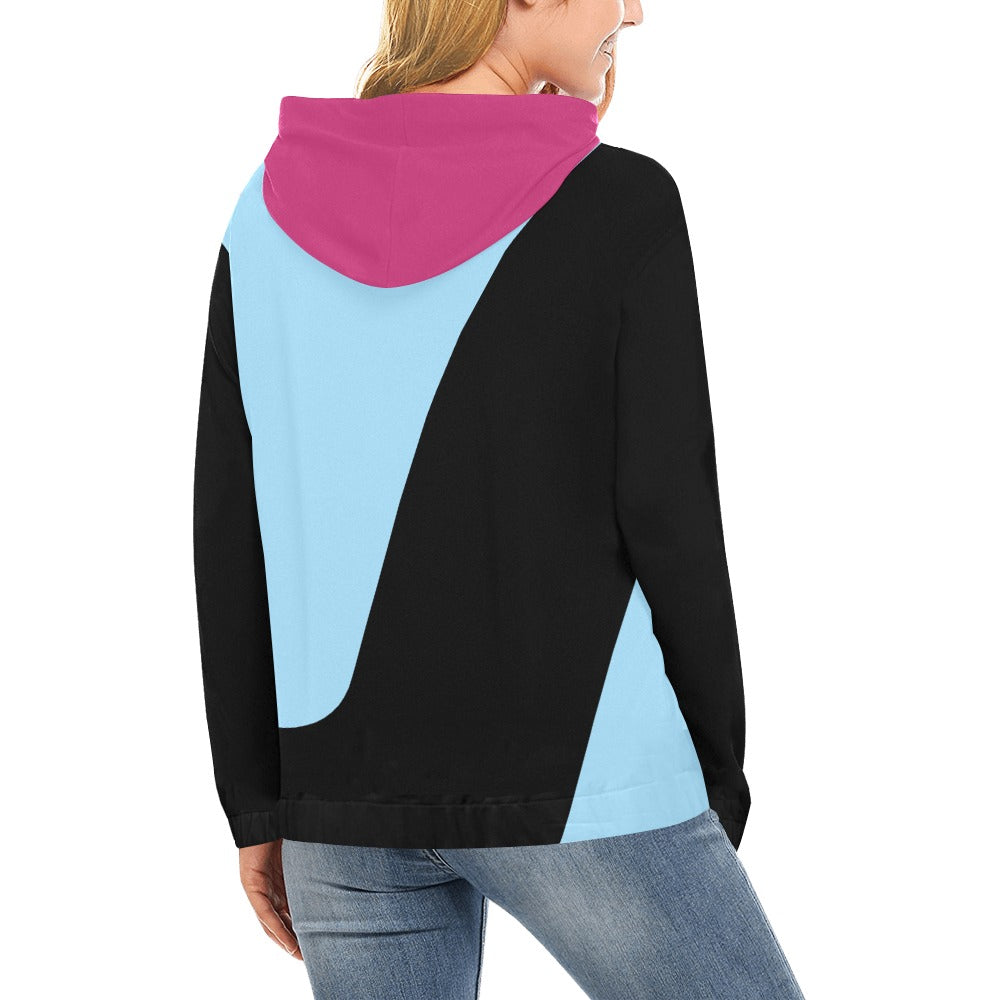 RHU Women's Hoodie Light Blue Black Fucsia