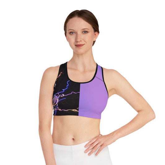 Electric Lights Color Fading Sports Bra (AOP) Lilac