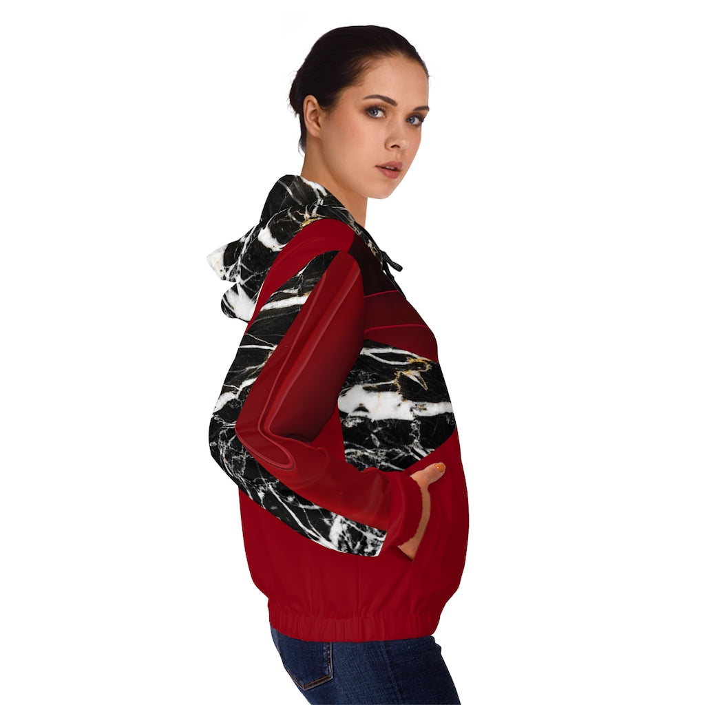 Women’s Full-Zip Hoodie Dark Red/Marble/Red Crossed