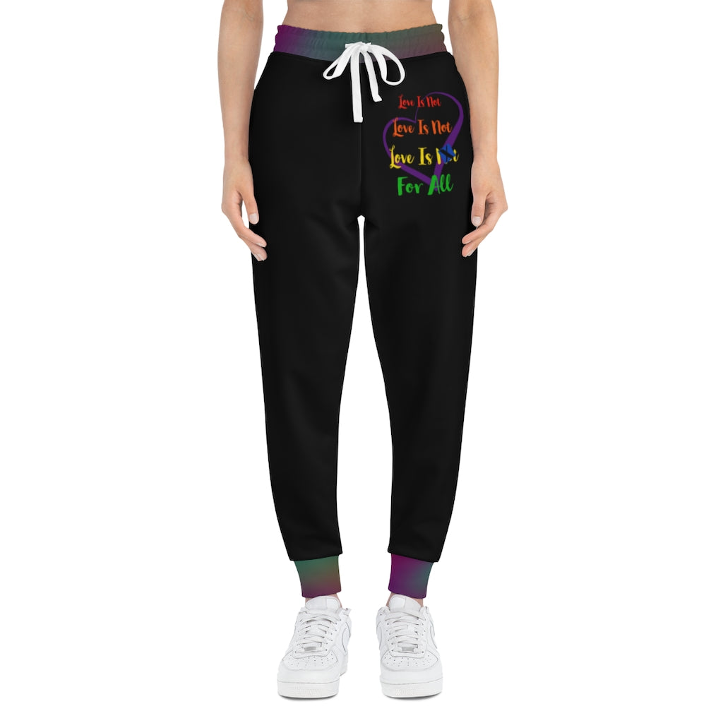 Human Rights LINFA Unisex Athletic Joggers (AOP) Green Purple Fade