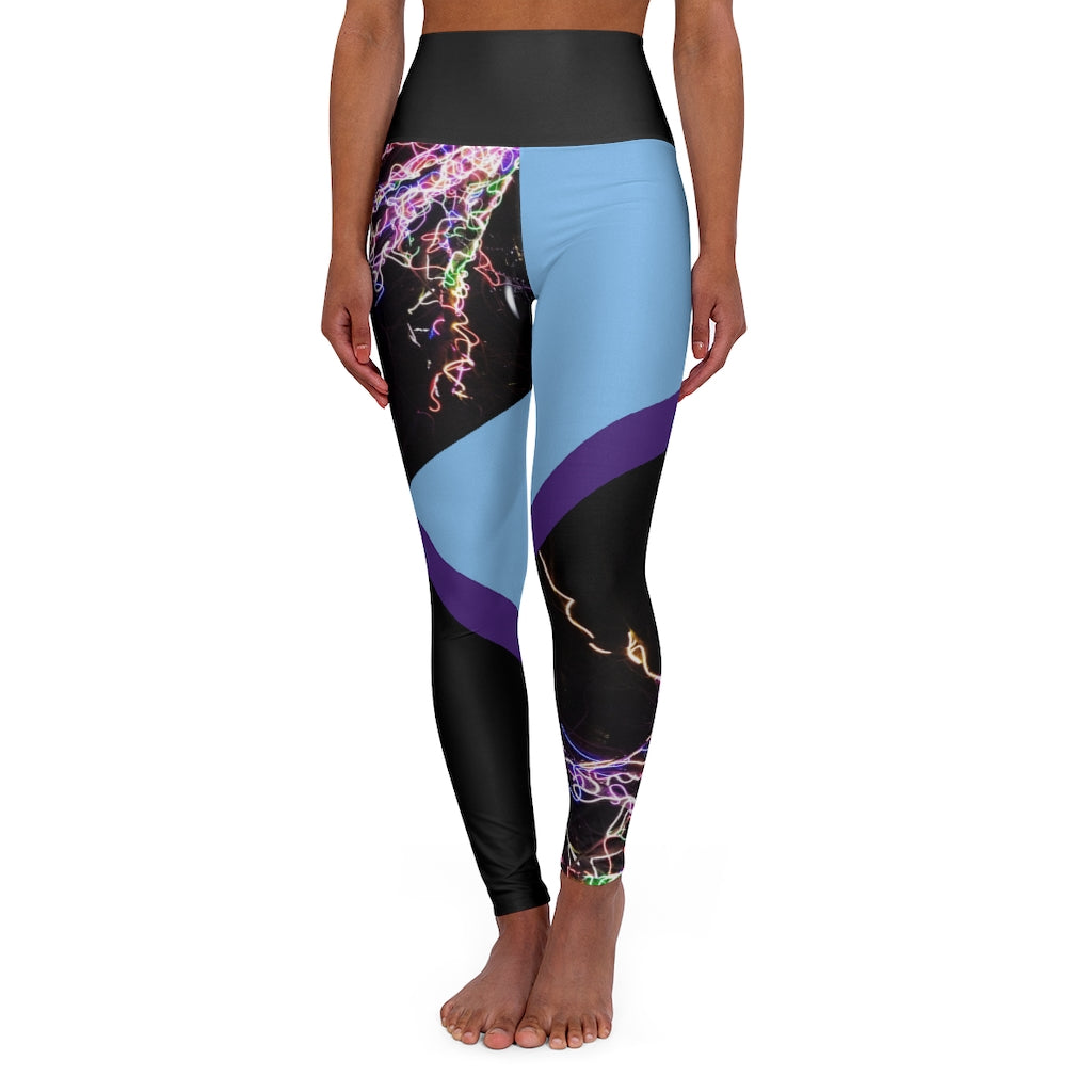 Electric Lights Est High Waisted Yoga Leggings Light Blue