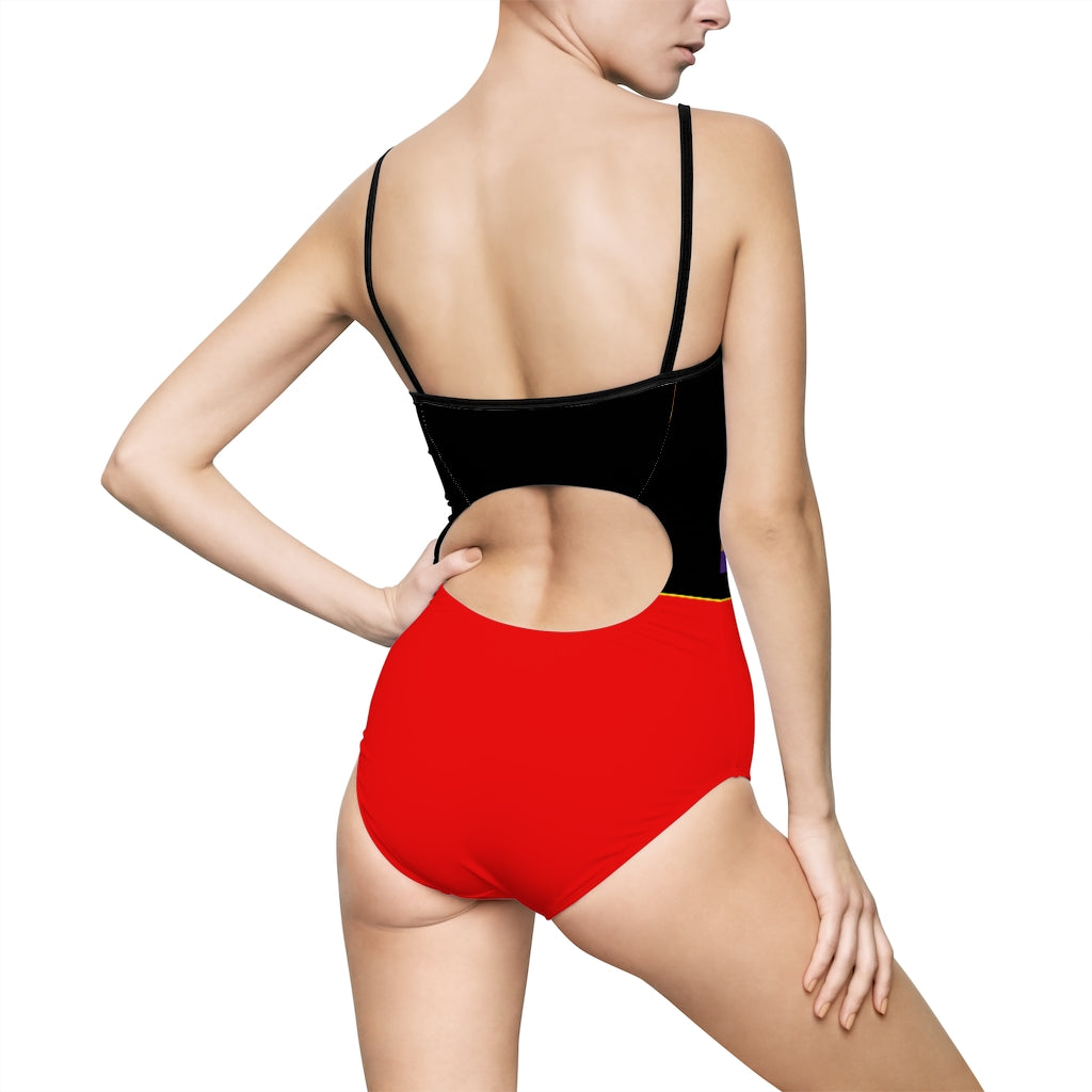 Women's One-piece Sunset/Red- Black/Red back