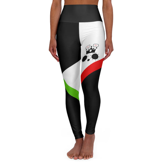 Cat Sleep Eat High Waisted Yoga Leggings Light Green Red White RHU