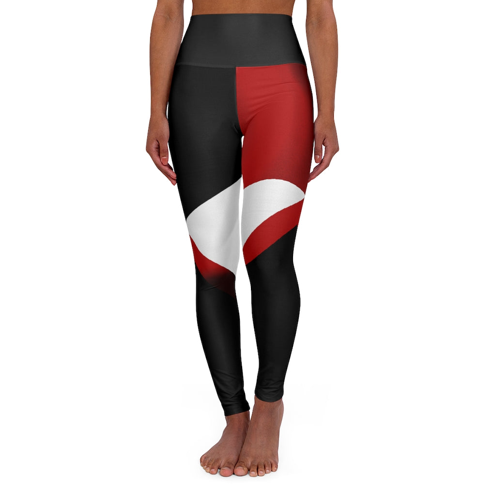 High Waisted Yoga Leggings Fading Red Black White RHU