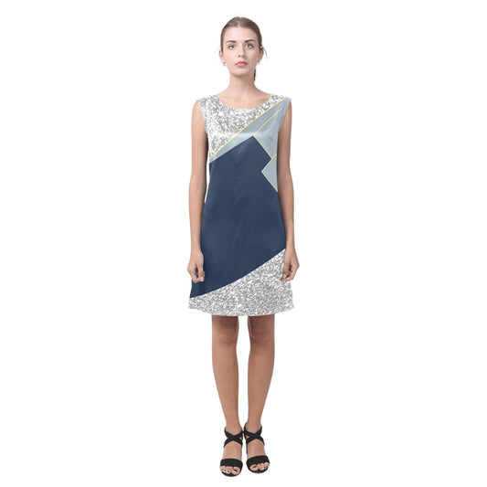 I'm Festive Sliver Glitter Blue Night Print Dress