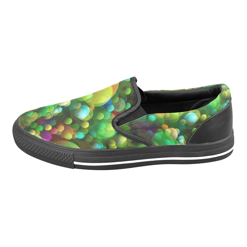 Super Comfortable Stylish Slip-On Shoes Green Bubbles