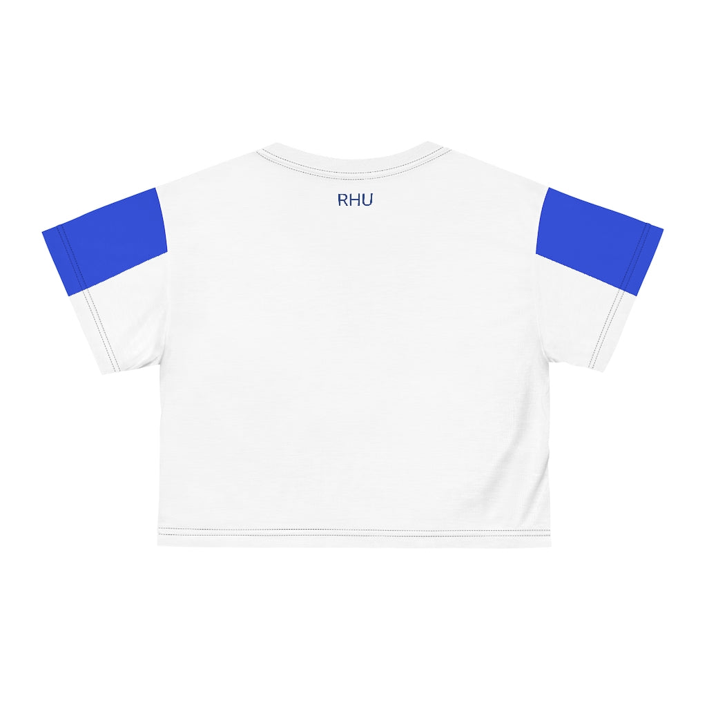 Human Rights LINFA AOP Crop Tee White Blue Sleeves