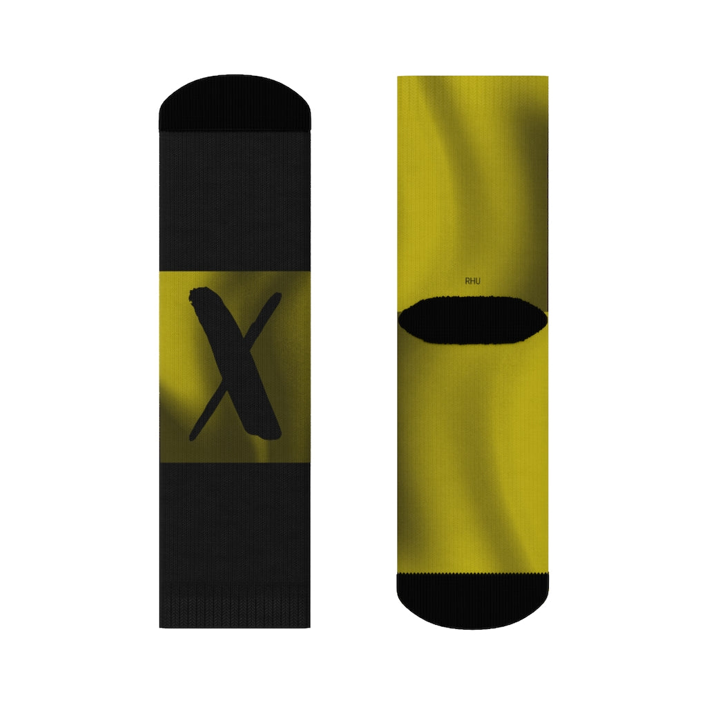 Black Yellow Duo Tone X Black Crew Socks