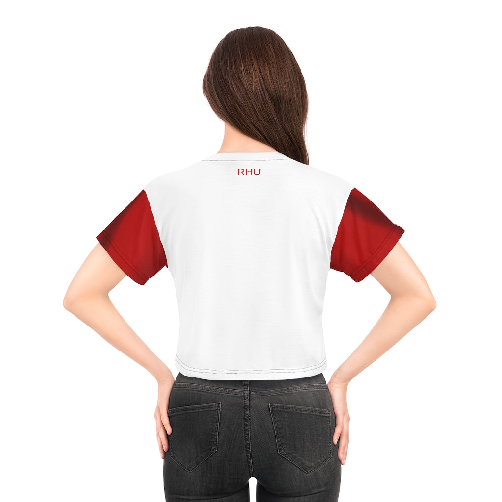 Human Rights LINFA AOP Crop Tee White DuoTone Red full Sleeves