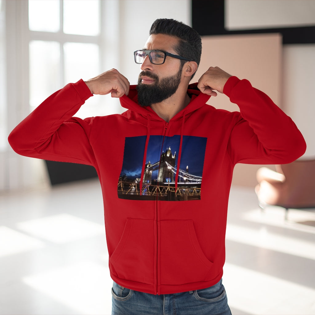 London Bridge by night Unisex Hooded Zip Sweatshirt