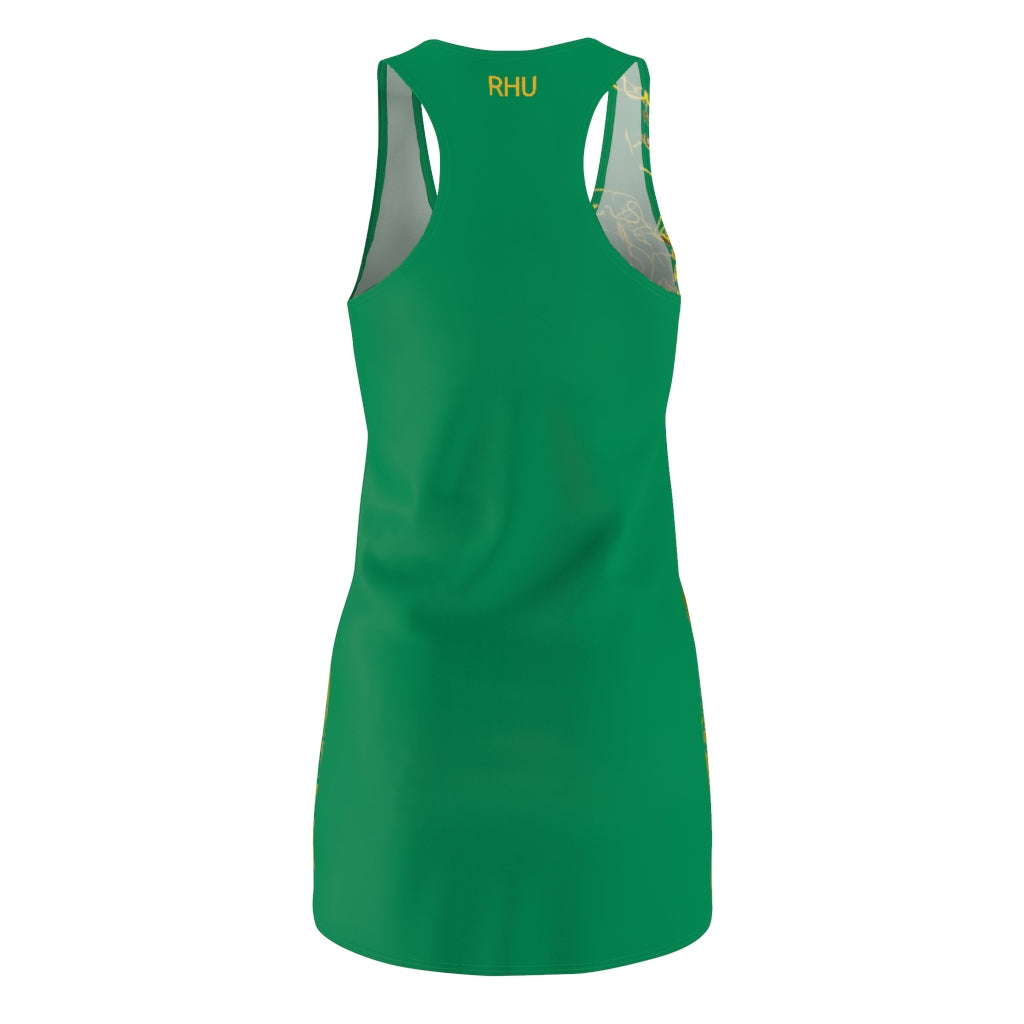 Gold Electric Lights Women's Cut & Sew Racerback Dress Green Yellow Duo Tone