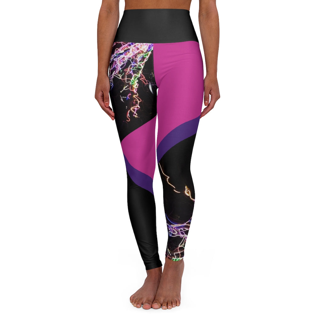 Electric Lights Est High Waisted Yoga Leggings Light Dark Pink RHU