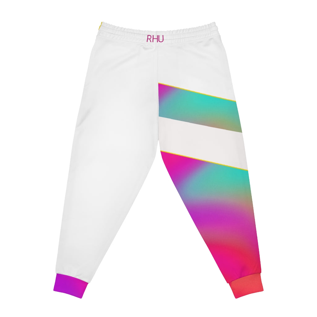 Human Rights LINFA Multi Pink Blue Purple Unisex Athletic Joggers (AOP) White