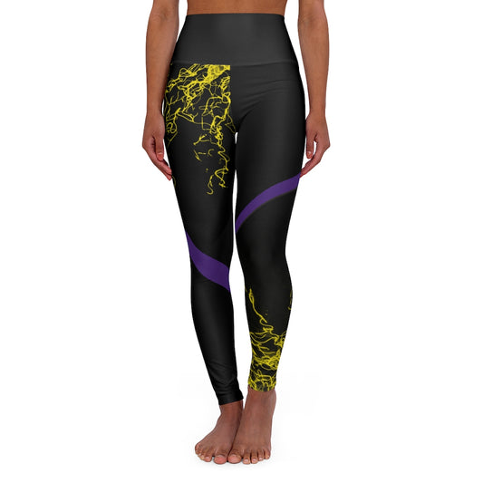 Gold Electric Lights Est High Waisted Yoga Leggings Black