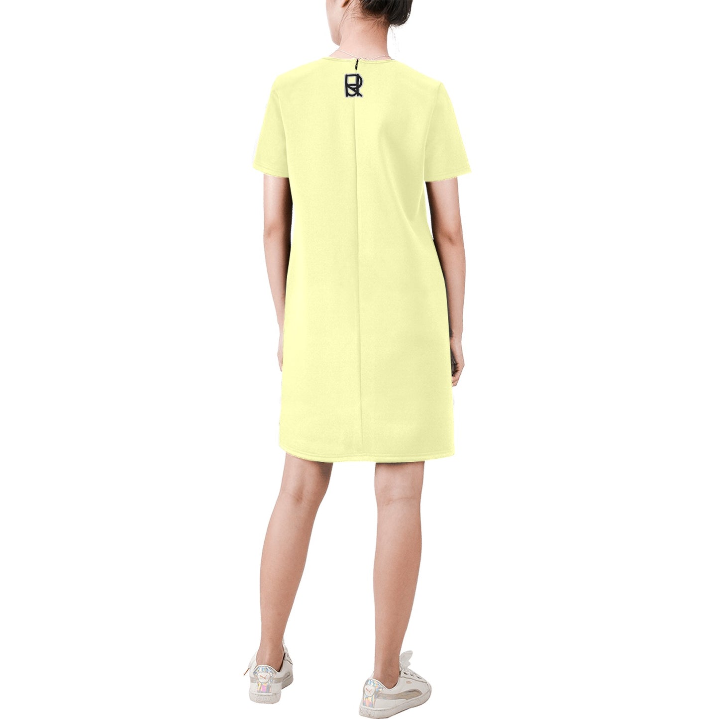 Pale yellow grey A Line Dress