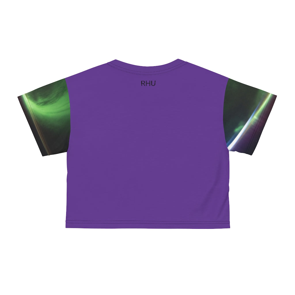 Human Rights LINFA AOP Crop Tee Purple, Green/Purple Fading Sleeves