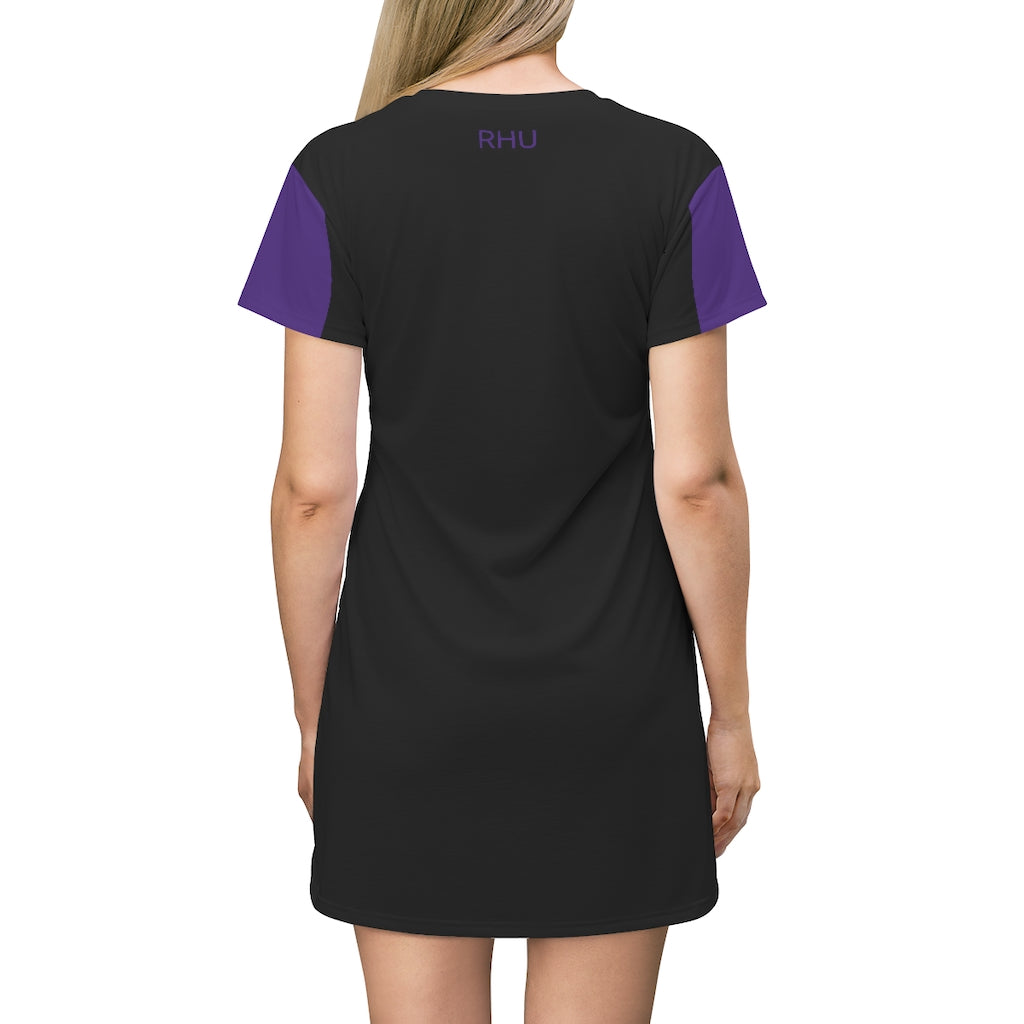 Human Rights LINFA T-Shirt Dress Black Purple Sleeves 2