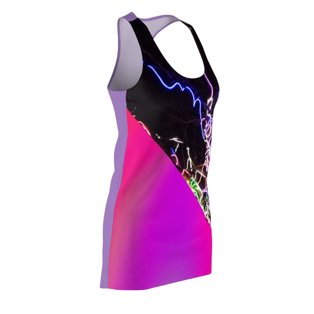 Electric Lights Women's Cut & Sew Racerback Dress Purple Fading Lilac Back