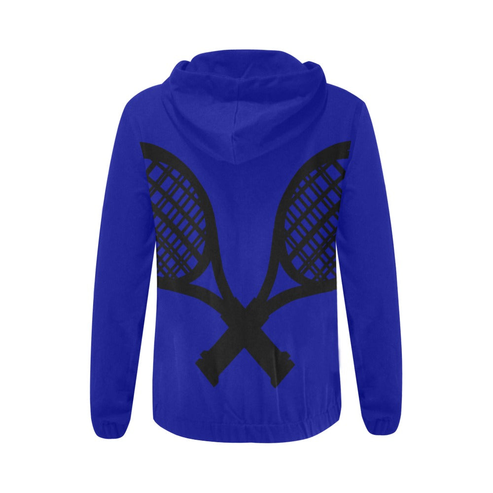 Love Tennis Women's Full Zip Hoodie Blue