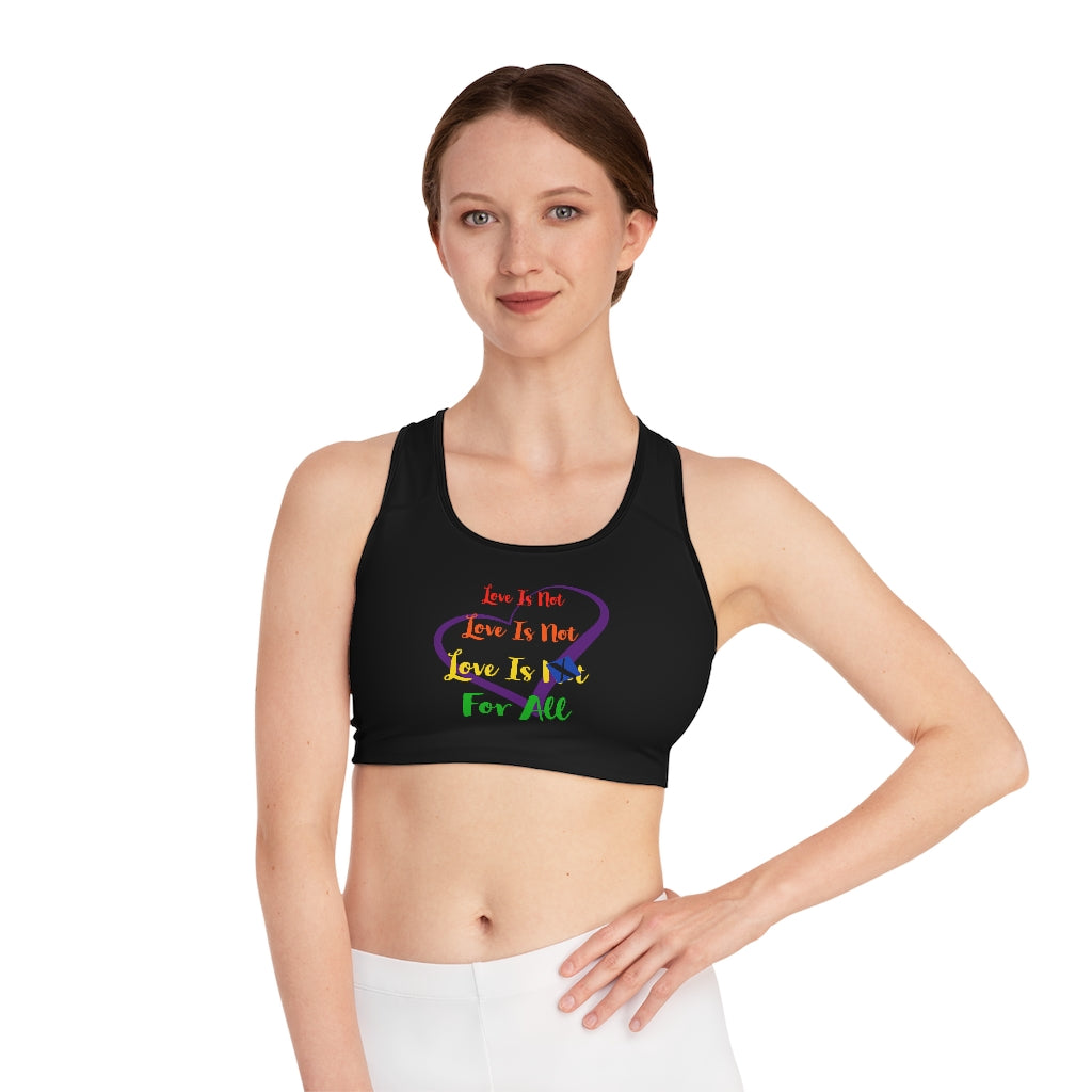 Human Rights LINFA Color Fading  Sports Bra (AOP) Black