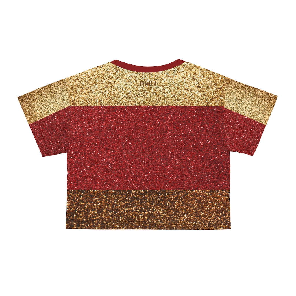 I'm Festive AOP Crop Tee Red Gold