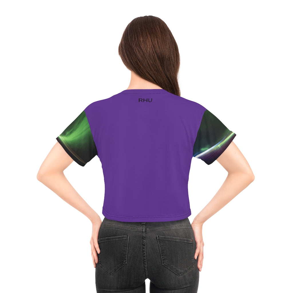 Human Rights LINFA AOP Crop Tee Purple, Green/Purple Fading Sleeves