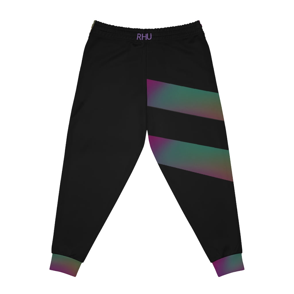 Human Rights LINFA Unisex Athletic Joggers (AOP) Green Purple Fade