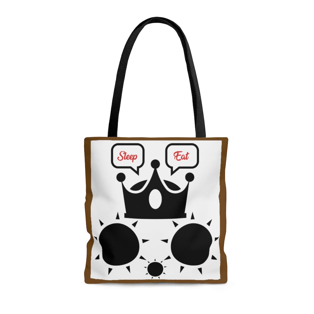 Cat Sleep Eat Tote Bag Brown