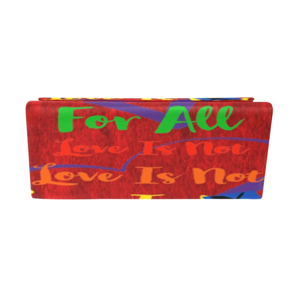 Human Rights Red Velvet Print Pu Leather Glasses Case