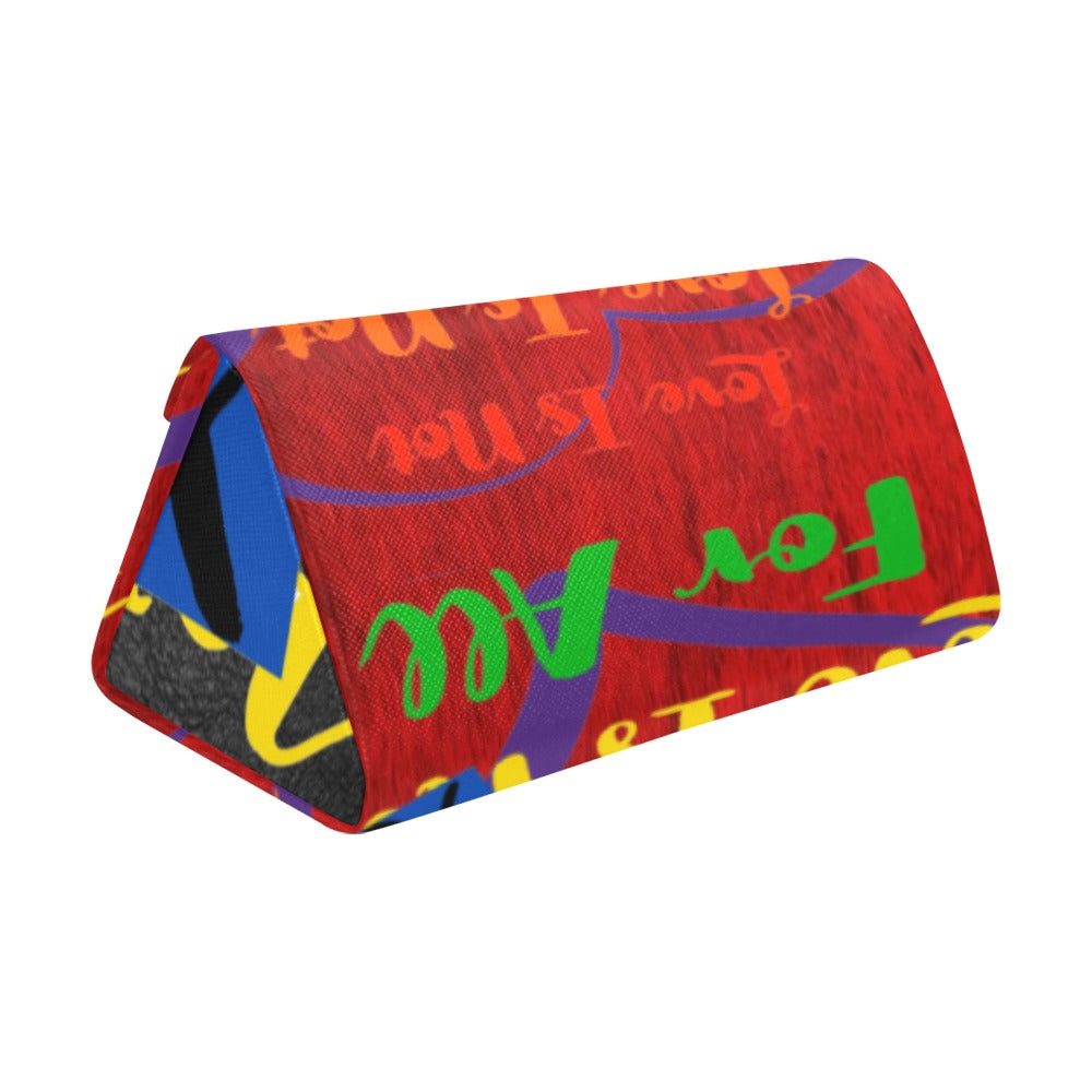 Human Rights Red Velvet Print Pu Leather Glasses Case