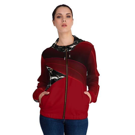 Women’s Full-Zip Hoodie Dark Red/Marble/Red Crossed