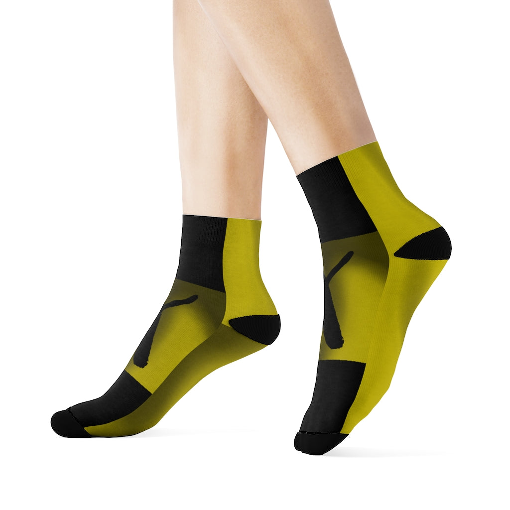 Black Yellow Duo Tone X Black Crew Socks