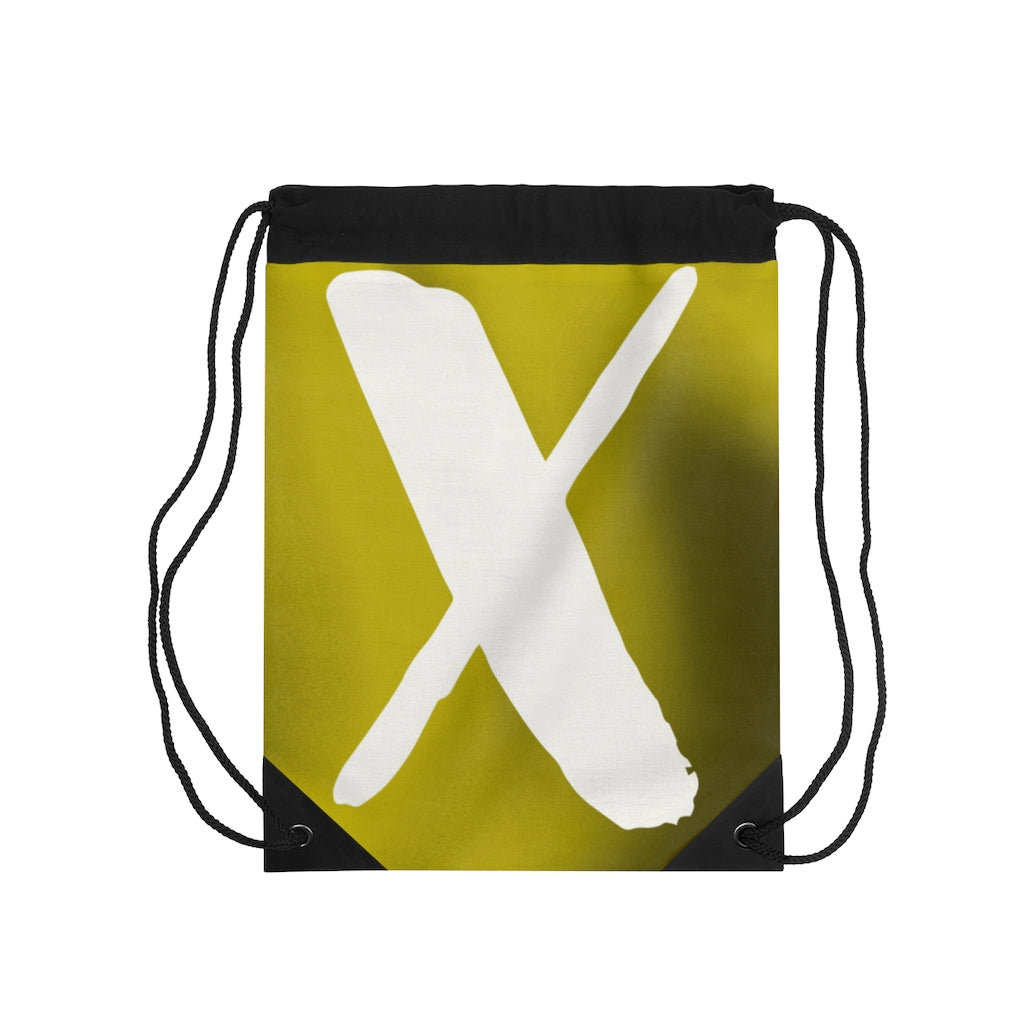 Yellow Duo Tone White X Drawstring Bag