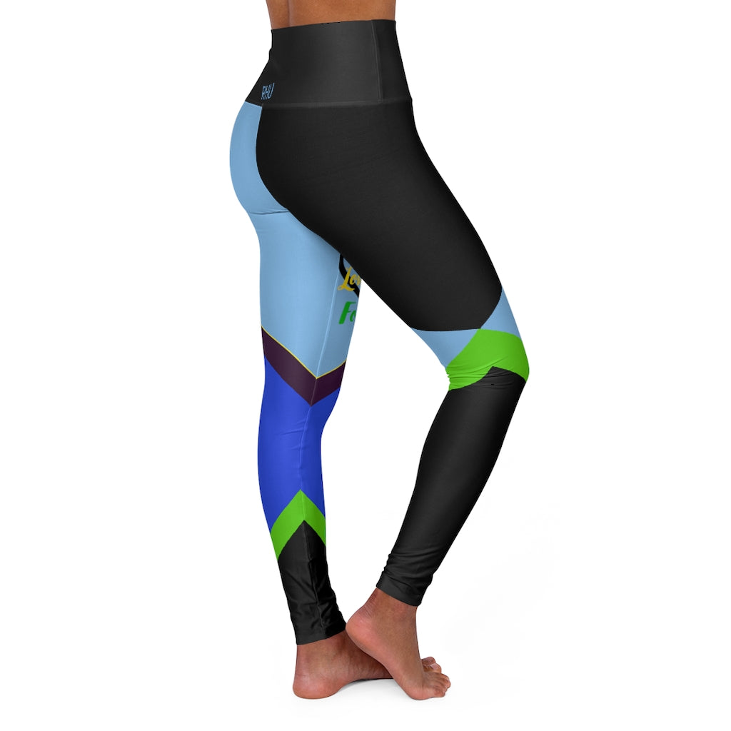 Human Rights LINFA High Waisted Yoga Leggings Blue Light Blue Black RHU