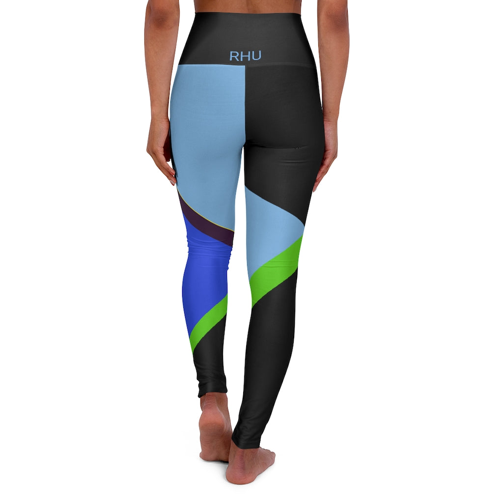 Human Rights LINFA High Waisted Yoga Leggings Blue Light Blue Black RHU