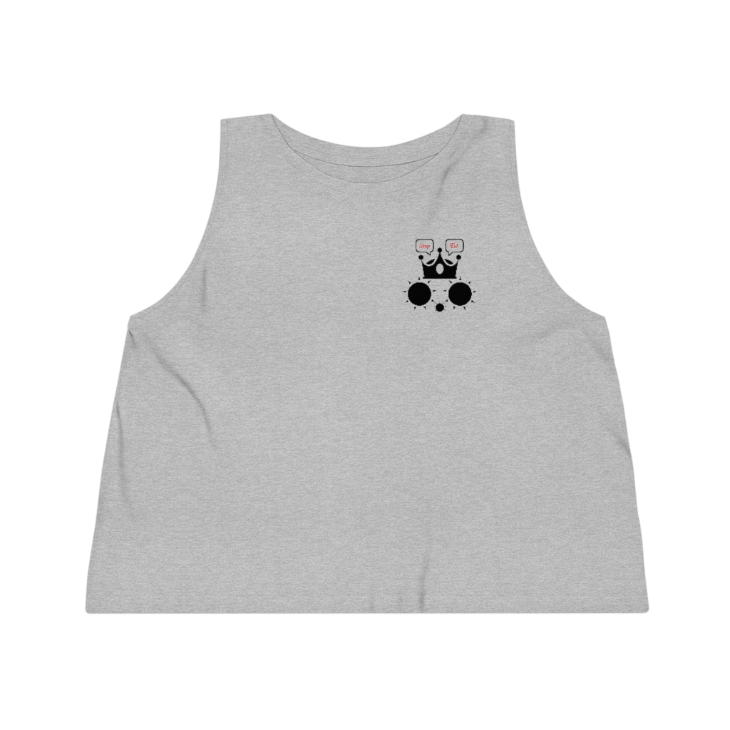 100%Organic Cotton Women's Dancer Cropped Tank Top Cat Sleep Eat SMALL PRINT