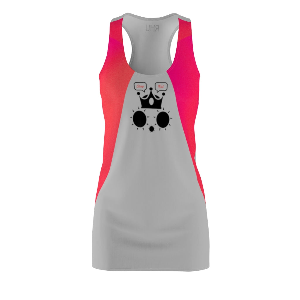 Cat Eat Sleep Women's Cut & Sew Racerback Dress Purple Light Grey