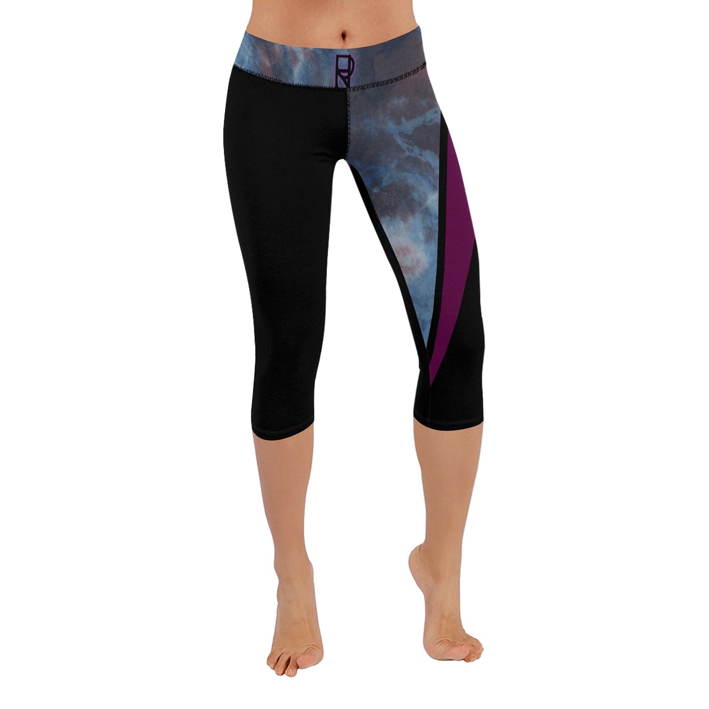 Cropped Leggings Black, Purple, Fantasy