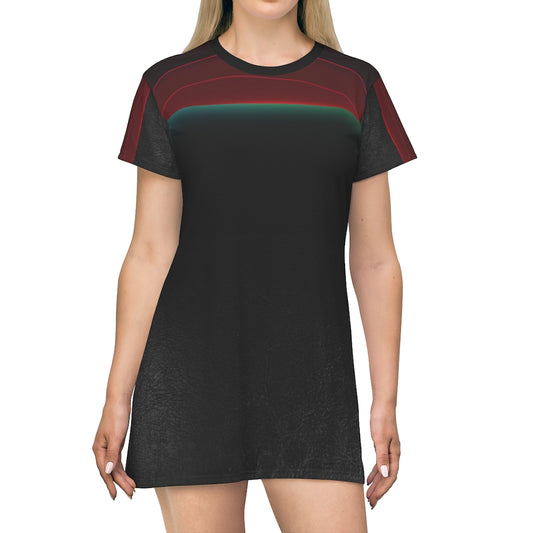 Green/Red/Black T-shirt Dress