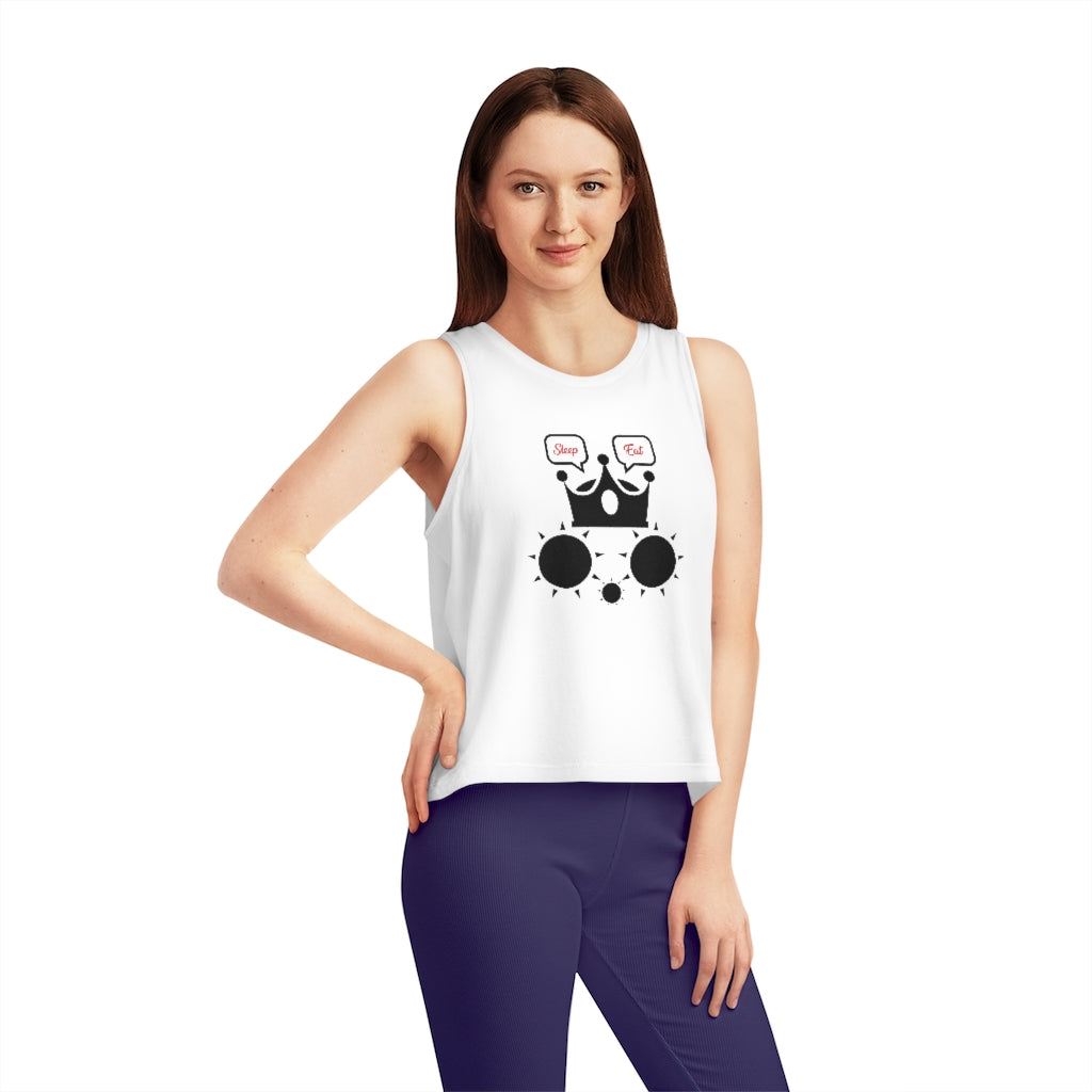 100%Organic Cotton Women's Dancer Cropped Tank Top Cat Sleep Eat