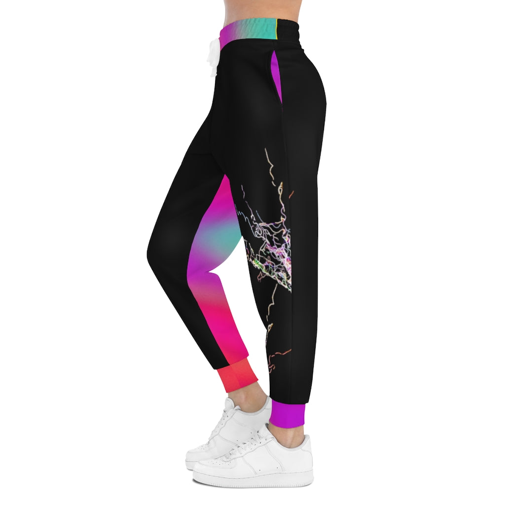 I'm Electric Multi Pink Blue Purple Unisex Athletic Joggers (AOP)