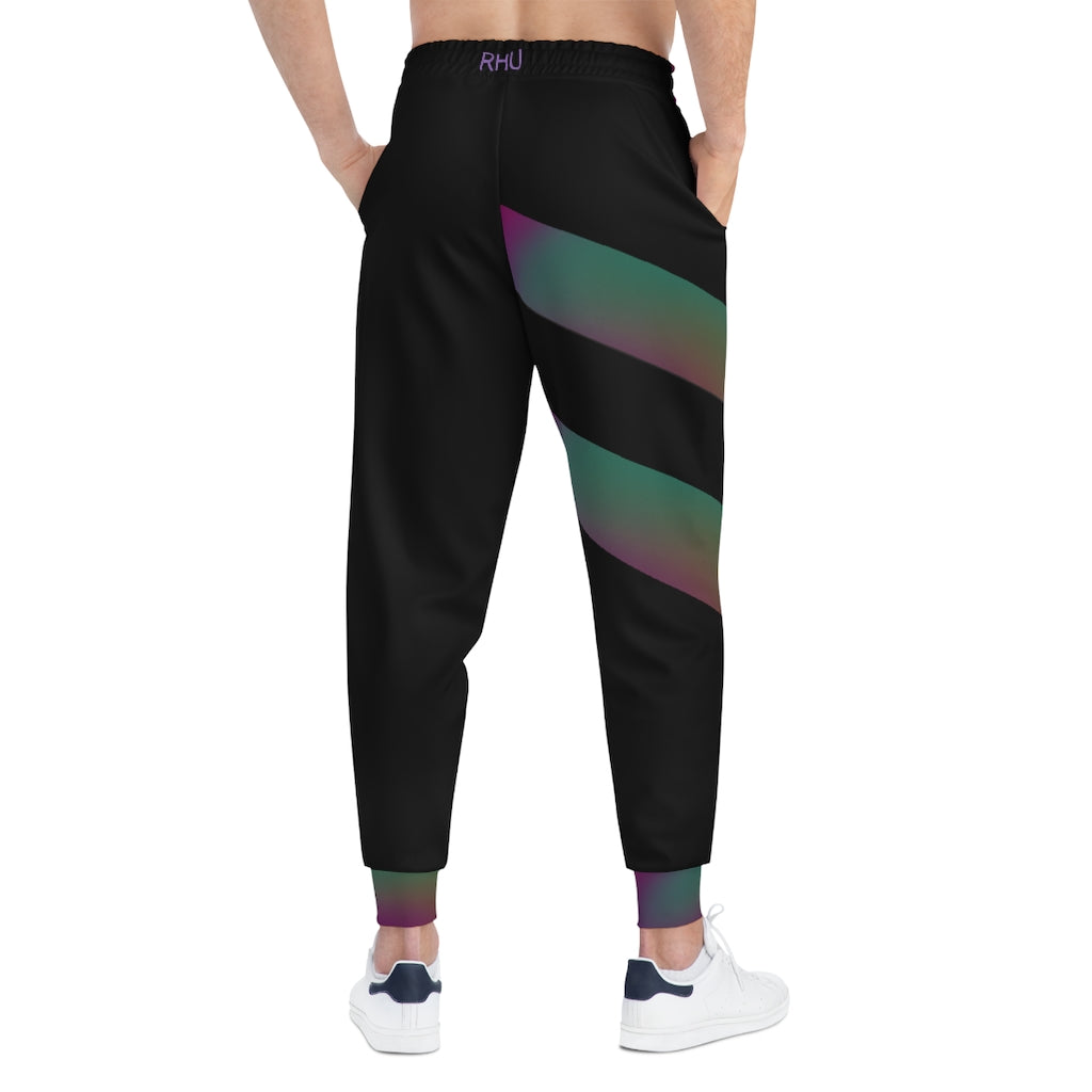 Human Rights LINFA Unisex Athletic Joggers (AOP) Green Purple Fade