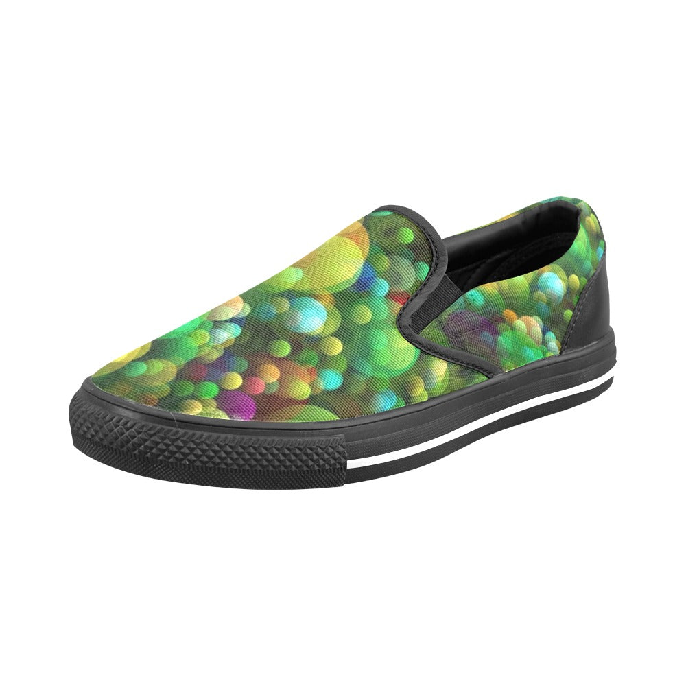 Super Comfortable Stylish Slip-On Shoes Green Bubbles