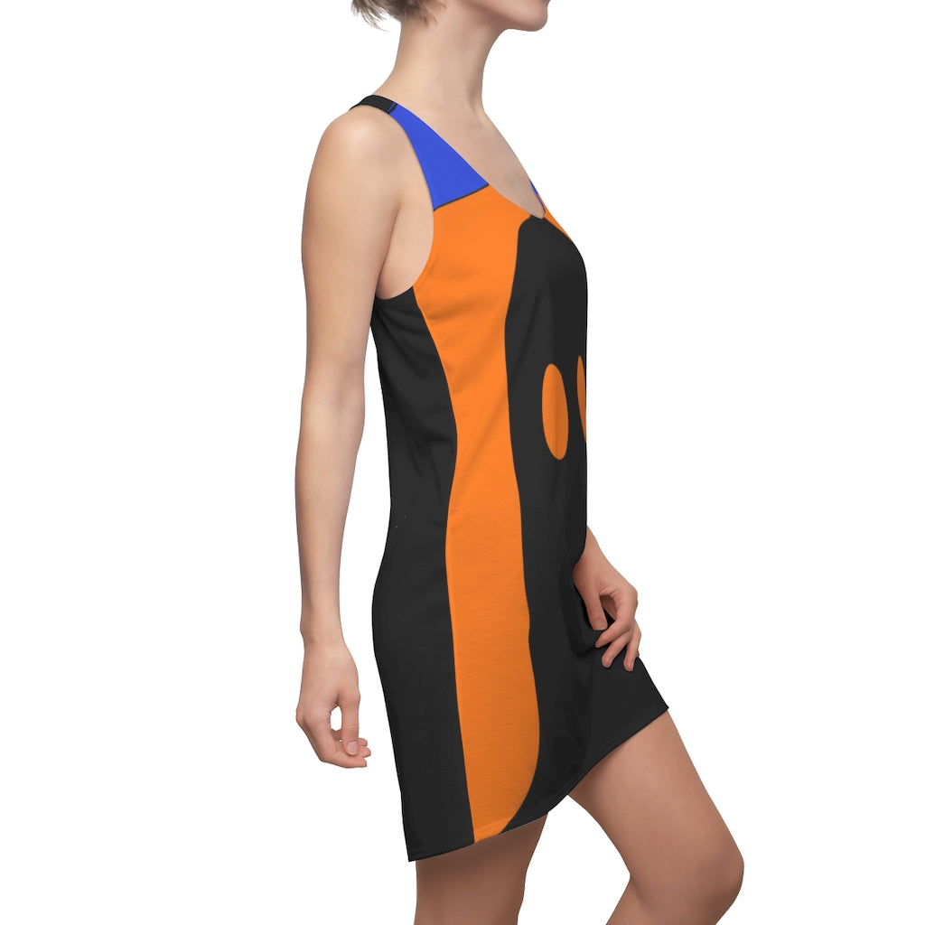 Women's Cut & Sew Racerback Dress Ghost Orange Black Blue