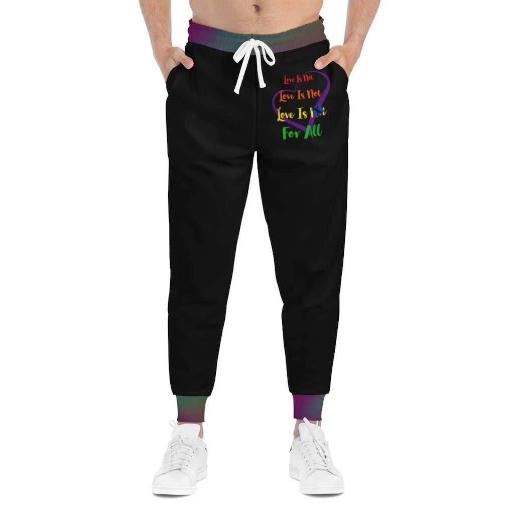 Human Rights LINFA Unisex Athletic Joggers (AOP) Green Purple Fade