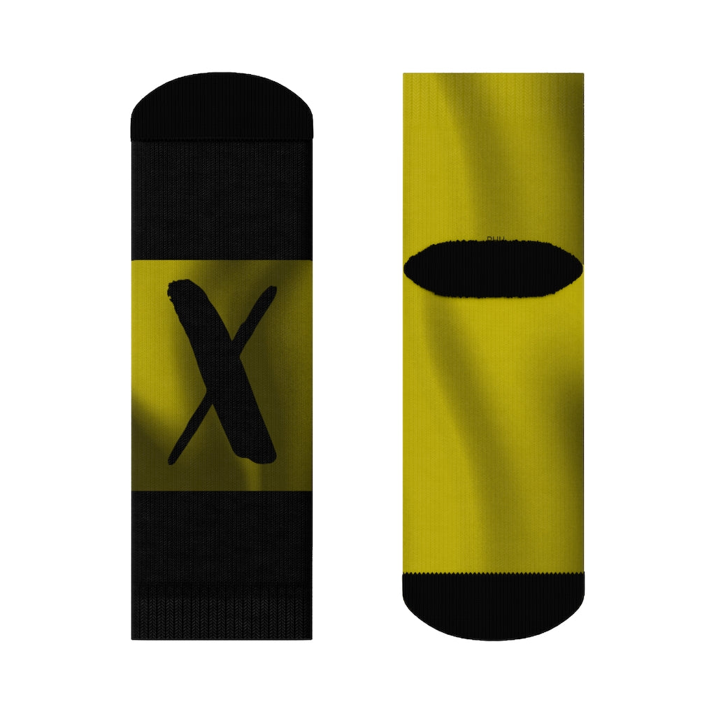 Black Yellow Duo Tone X Black Crew Socks