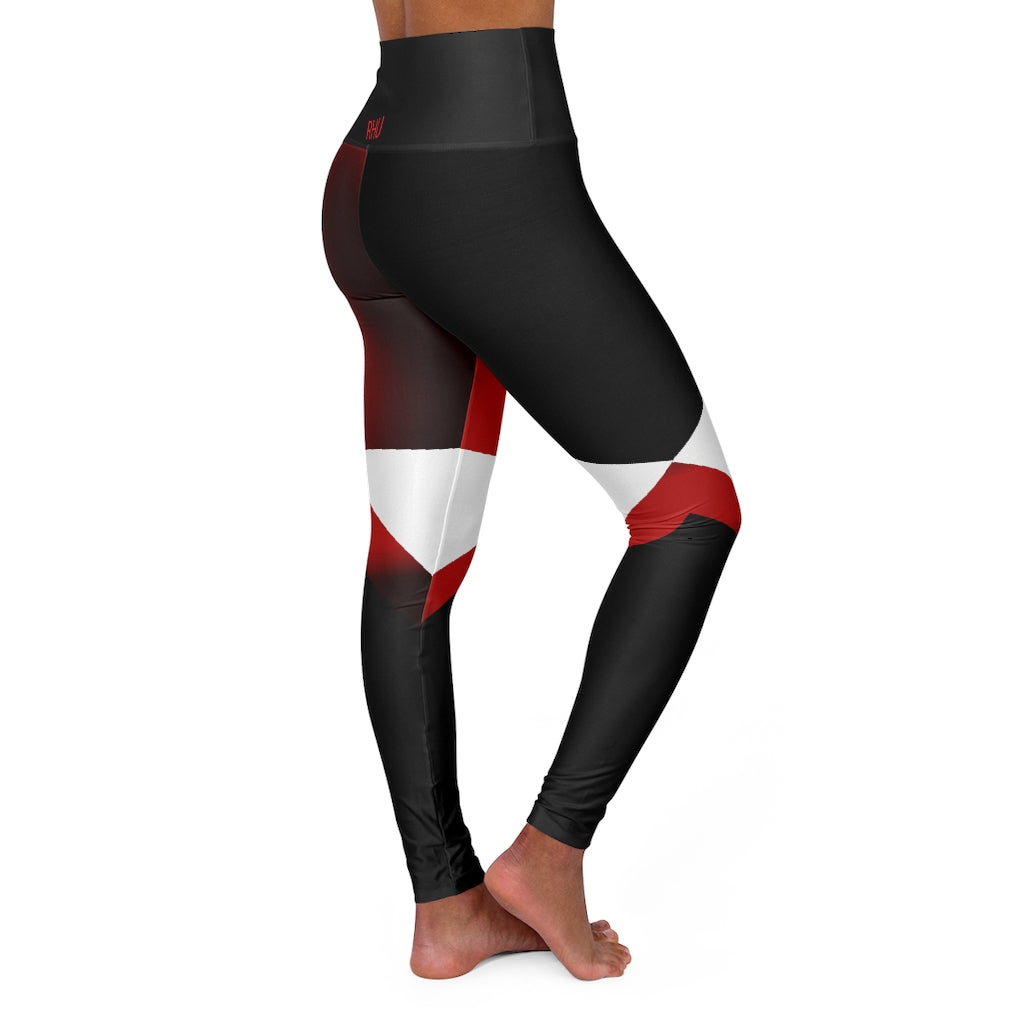 High Waisted Yoga Leggings Fading Red Black White RHU