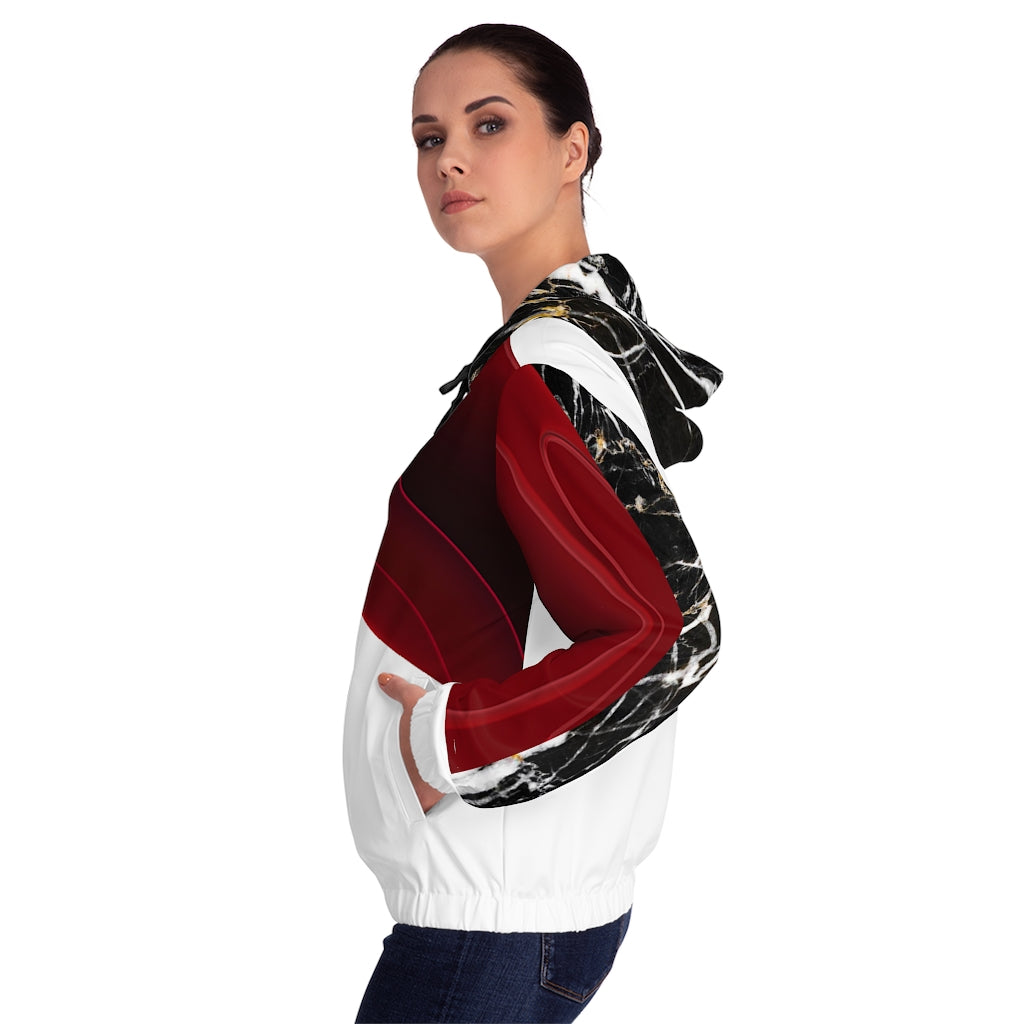 Women’s Full-Zip Hoodie White/Marble/Red Crossed